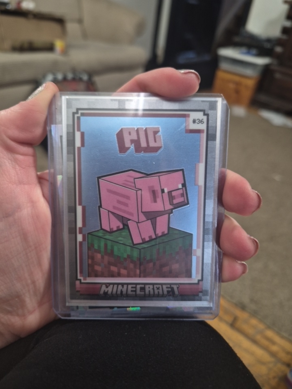 Panini Minecraft Pig Card - Pink and Green